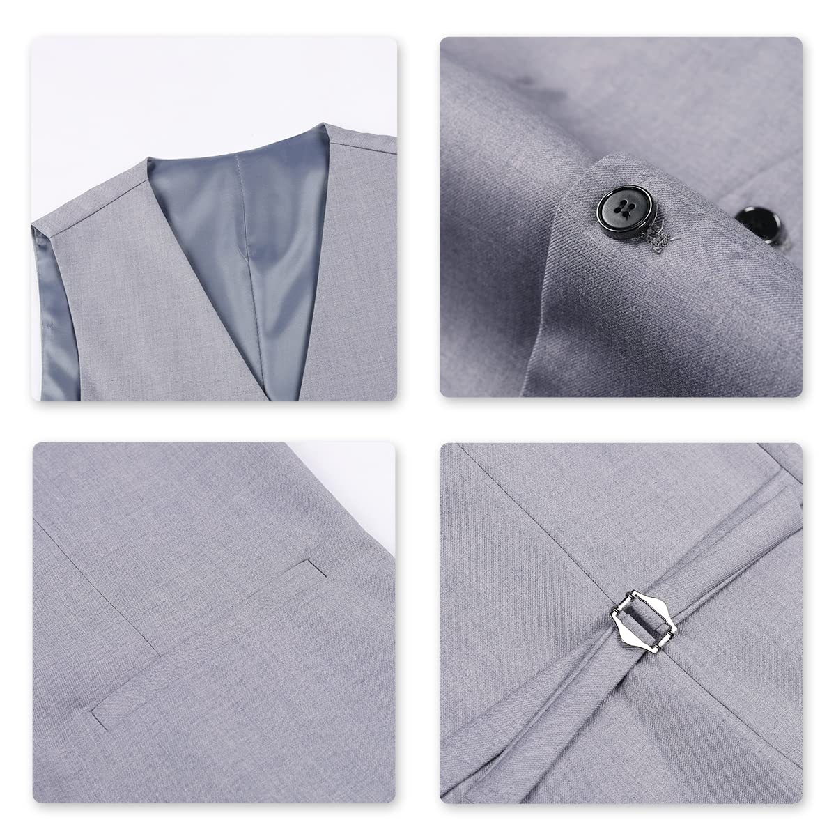 YOUTHUP Mens Slim Fit 3 Piece Suit 2 Button Business Wedding Suits Tuxedo Blazer Waistcoat Trousers