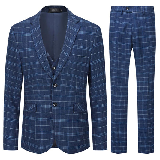 Allthemen Mens Suits 3 Piece Slim Fit Checked Suit Single Breasted Herringbone Vintage Tuxedo Formal Business Blazer Waistcoat Trouser