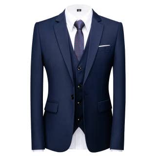 Men Suits 3 Piece Slim Fit Single Breasted One Button Tuxedo Suit Blazer Waistcoat Trousers Set