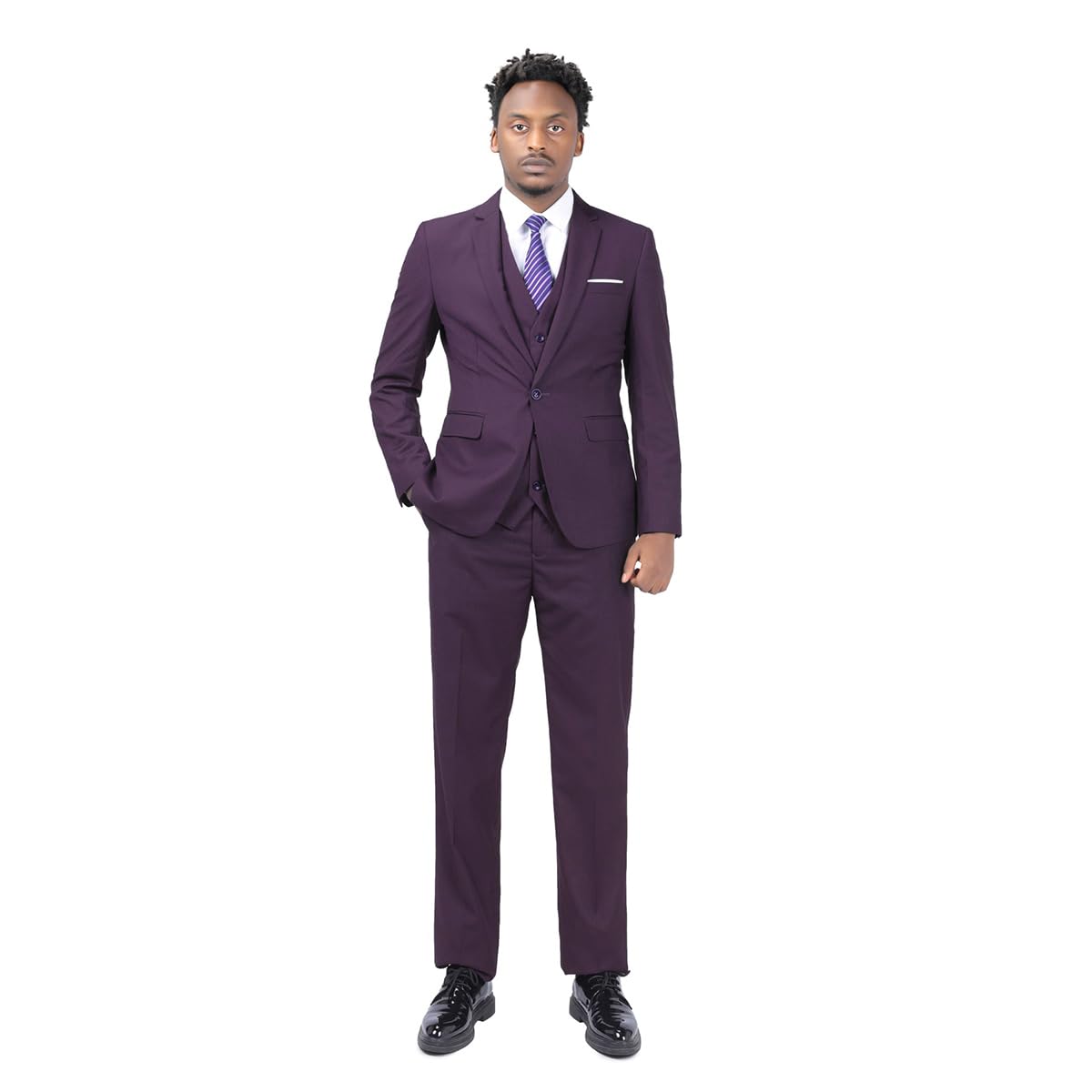 YOUTHUP Mens 3 Piece Suit 1 Button Slim Fit Business Wedding Tuxedo Suits Blazer Waistcoat and Pants