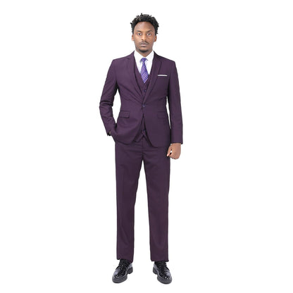 YOUTHUP Mens 3 Piece Suit 1 Button Slim Fit Business Wedding Tuxedo Suits Blazer Waistcoat and Pants