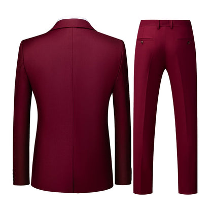 Men Suits 3 Piece Slim Fit Single Breasted One Button Tuxedo Suit Blazer Waistcoat Trousers Set