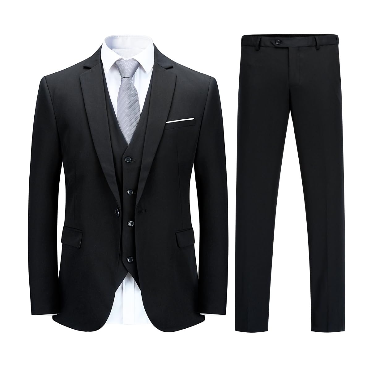 YOUTHUP Mens 3 Piece Suit 1 Button Slim Fit Business Wedding Tuxedo Suits Blazer Waistcoat and Pants
