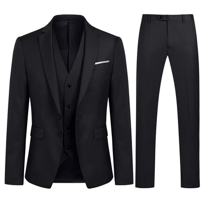 YOUTHUP Mens Slim Fit 3 Piece Suit 2 Button Business Wedding Suits Tuxedo Blazer Waistcoat Trousers