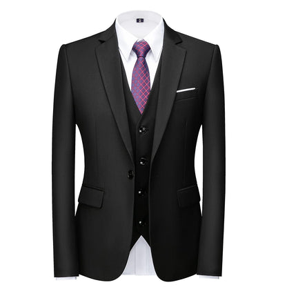 Men Suits 3 Piece Slim Fit Single Breasted One Button Tuxedo Suit Blazer Waistcoat Trousers Set