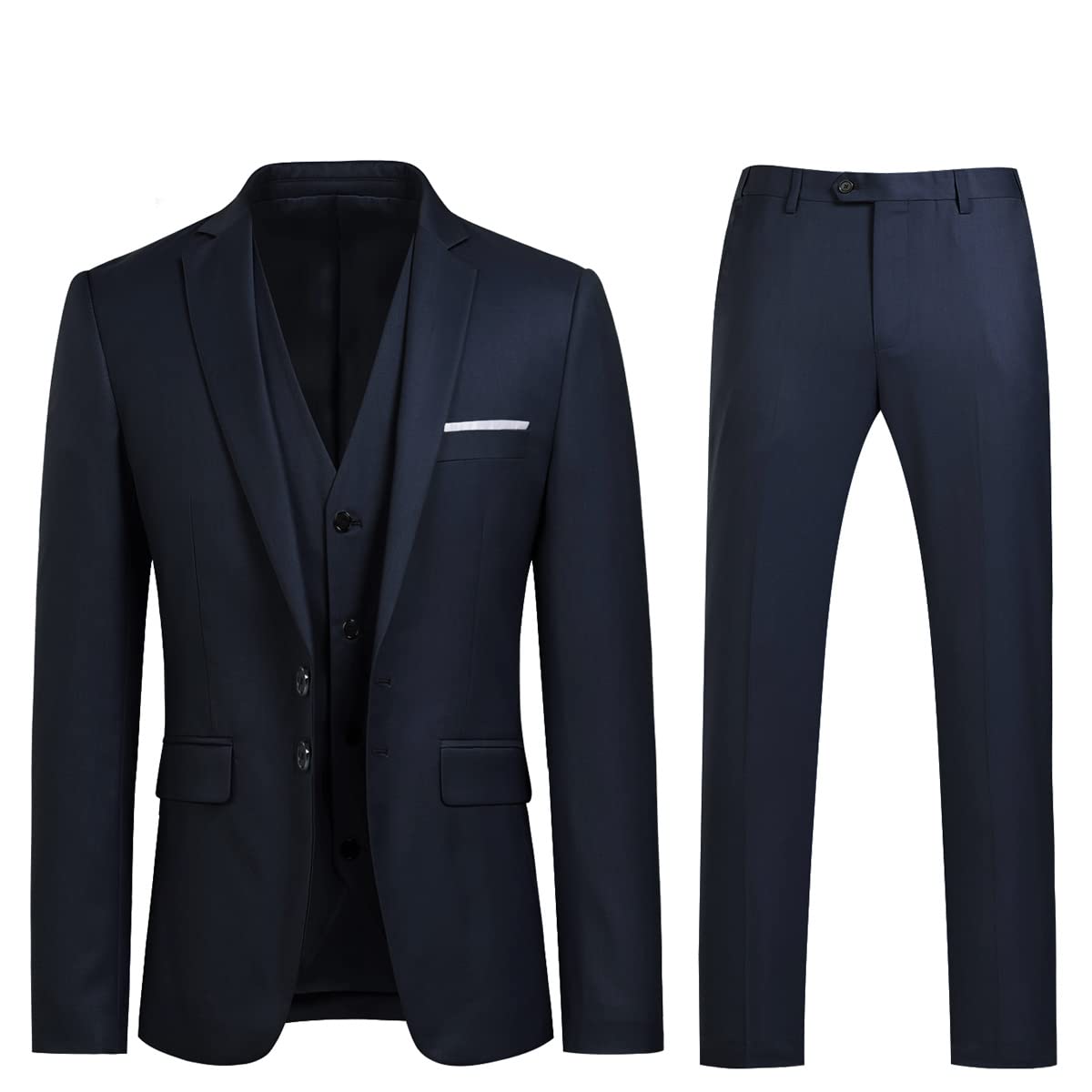YOUTHUP Mens Slim Fit 3 Piece Suit 2 Button Business Wedding Suits Tuxedo Blazer Waistcoat Trousers