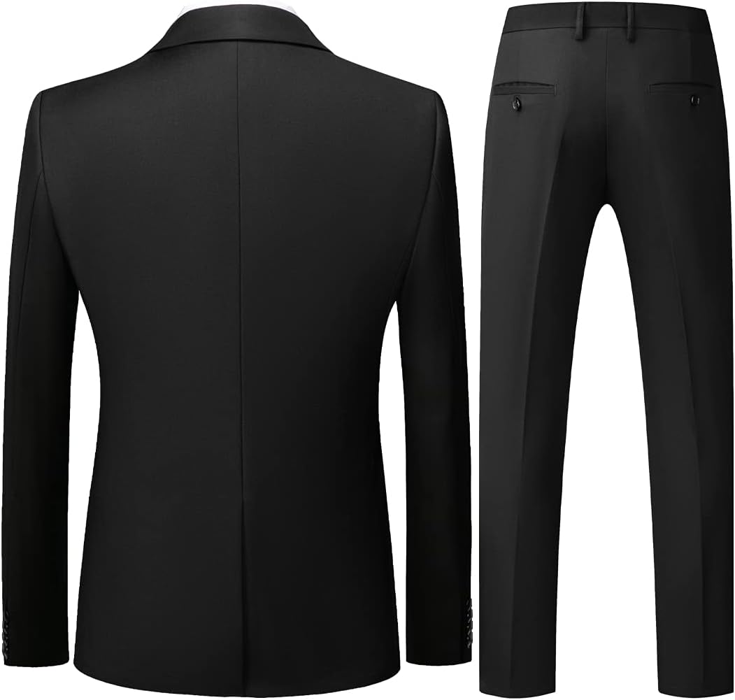 KUDORO Men Suits 3 Piece Slim Fit Single Breasted Two Buttons Wedding Business Tuxedo Suit Blazer Waistcoat Trousers