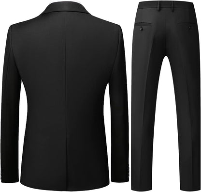 KUDORO Men Suits 3 Piece Slim Fit Single Breasted Two Buttons Wedding Business Tuxedo Suit Blazer Waistcoat Trousers