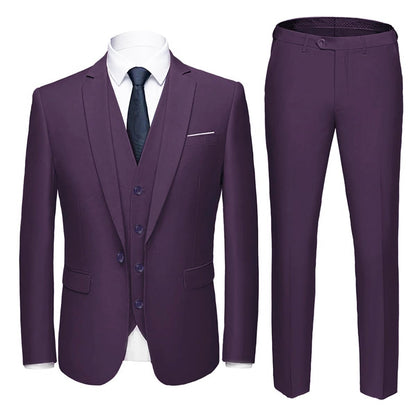 YOUTHUP Mens 3 Piece Suit 1 Button Slim Fit Business Wedding Tuxedo Suits Blazer Waistcoat and Pants