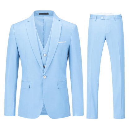 YOUTHUP Mens 3 Piece Suit 1 Button Slim Fit Business Wedding Tuxedo Suits Blazer Waistcoat and Pants