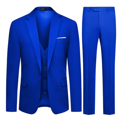 Allthemen Mens 3 Piece Suit 1 Button Business Solid Color Stretch Tuxedo Blazer Waistcoat Trousers