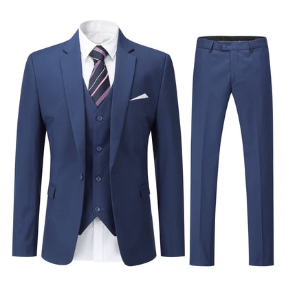 ecomlystyle Men's 3 Piece Suit - Formal Business Slim Fit Blazer, Waistcoat & Pants