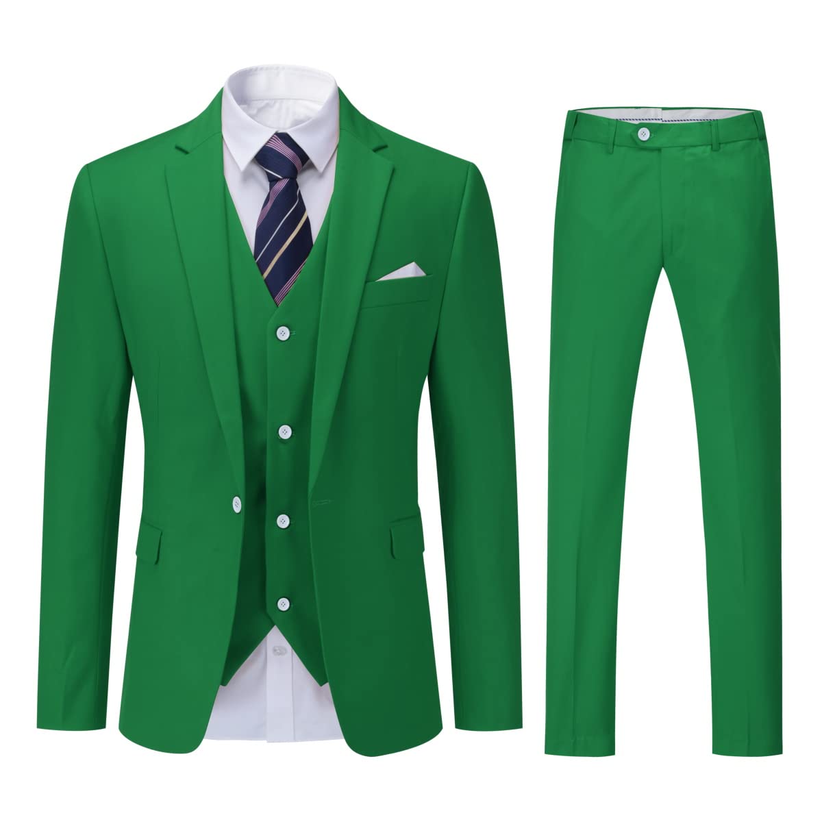 ecomlystyle Men's 3 Piece Suit - Formal Business Slim Fit Blazer, Waistcoat & Pants