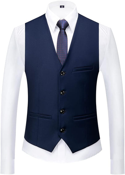 KUDORO Men Suits 3 Piece Slim Fit Single Breasted Two Buttons Wedding Business Tuxedo Suit Blazer Waistcoat Trousers