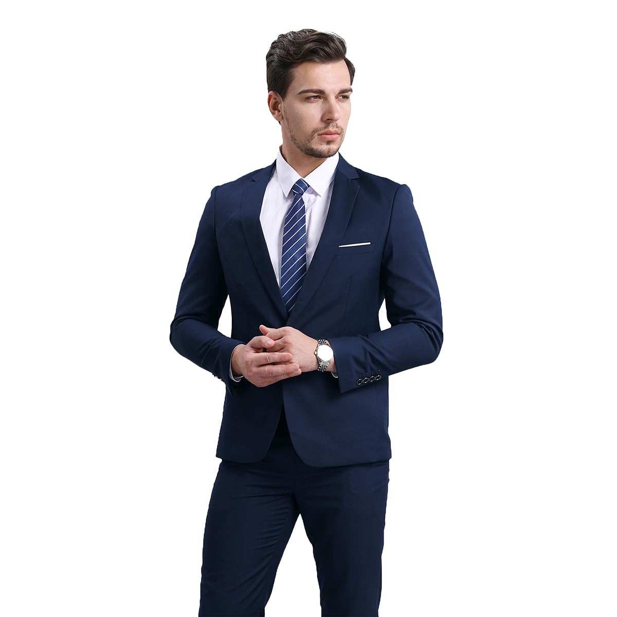 Allthemen Mens Slim Fit 2 Piece Suit Business Casual Jacket & Trousers Available