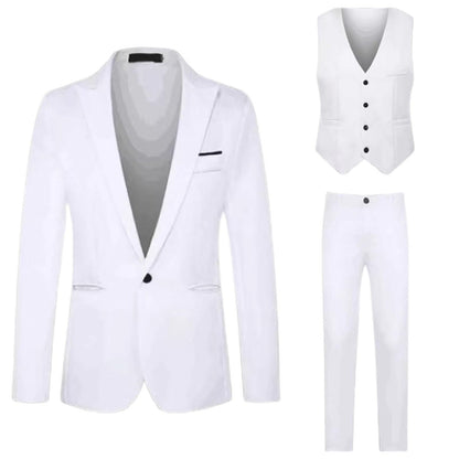 Big and Tall Mens Classic Formal Suits 3 Piece Notch Lapel Two Button Blazer Jacket Slim Fit Vest Flat Front Dress Pants Solid Color Business Suit Sets for Party Prom Dinner Wedding