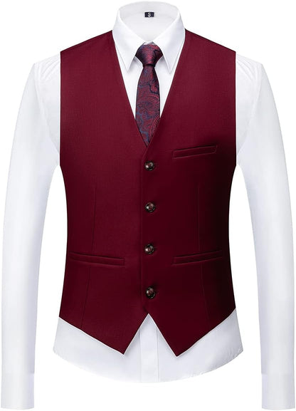 KUDORO Men Suits 3 Piece Slim Fit Single Breasted Two Buttons Wedding Business Tuxedo Suit Blazer Waistcoat Trousers