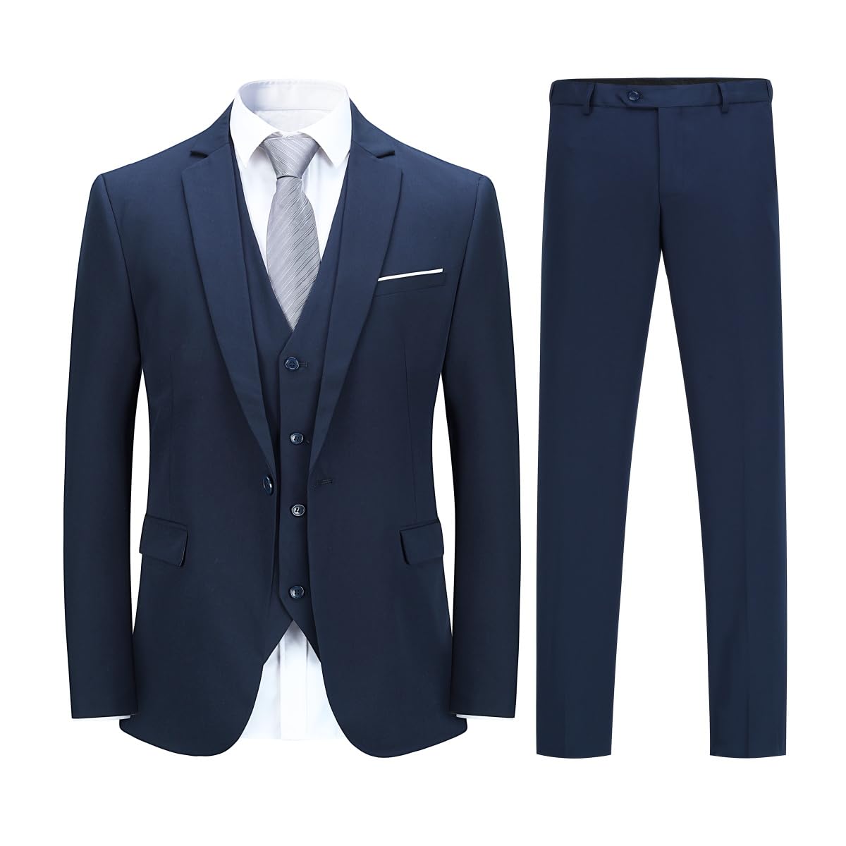 YOUTHUP Mens 3 Piece Suit 1 Button Slim Fit Business Wedding Tuxedo Suits Blazer Waistcoat and Pants
