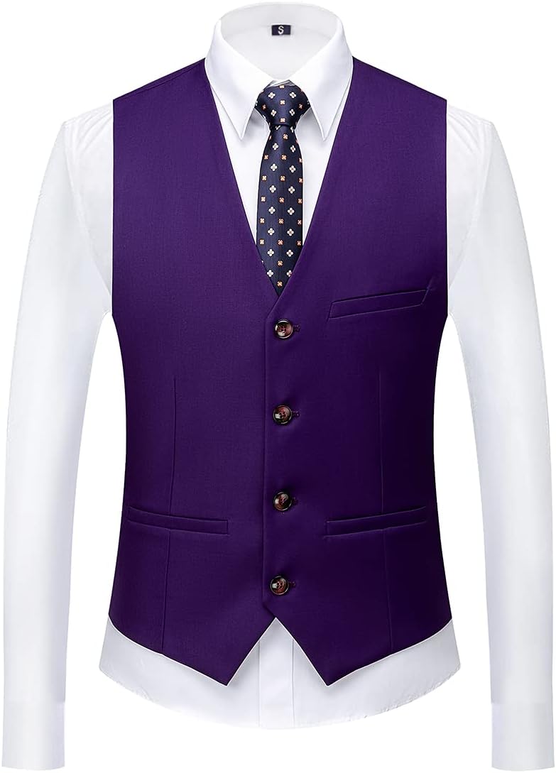 KUDORO Men Suits 3 Piece Slim Fit Single Breasted Two Buttons Wedding Business Tuxedo Suit Blazer Waistcoat Trousers