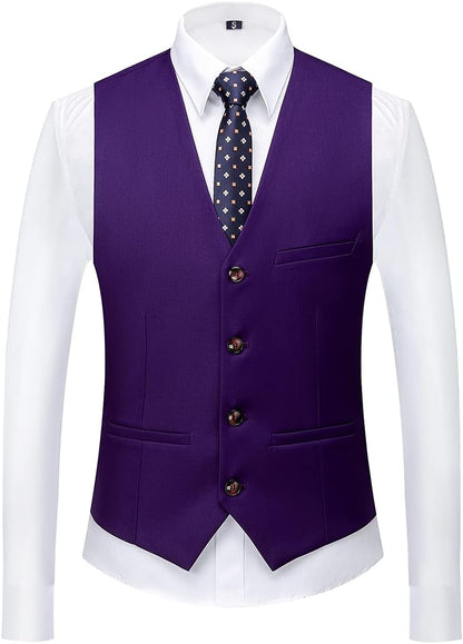 KUDORO Men Suits 3 Piece Slim Fit Single Breasted Two Buttons Wedding Business Tuxedo Suit Blazer Waistcoat Trousers