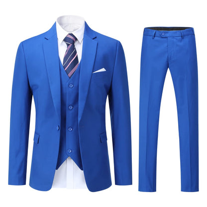 ecomlystyle Men's 3 Piece Suit - Formal Business Slim Fit Blazer, Waistcoat & Pants