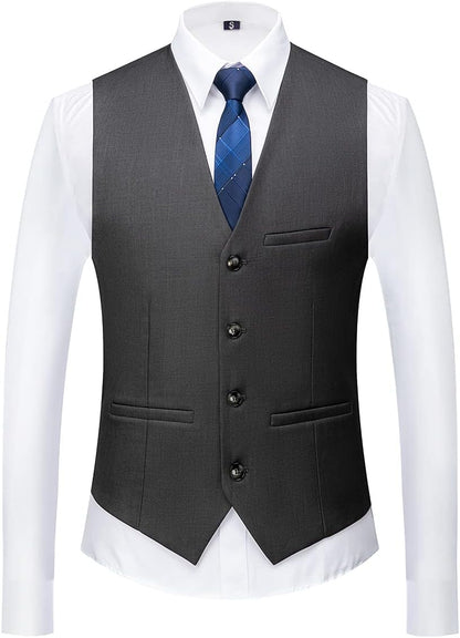 KUDORO Men Suits 3 Piece Slim Fit Single Breasted Two Buttons Wedding Business Tuxedo Suit Blazer Waistcoat Trousers