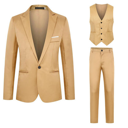 Big and Tall Mens Classic Formal Suits 3 Piece Notch Lapel Two Button Blazer Jacket Slim Fit Vest Flat Front Dress Pants Solid Color Business Suit Sets for Party Prom Dinner Wedding
