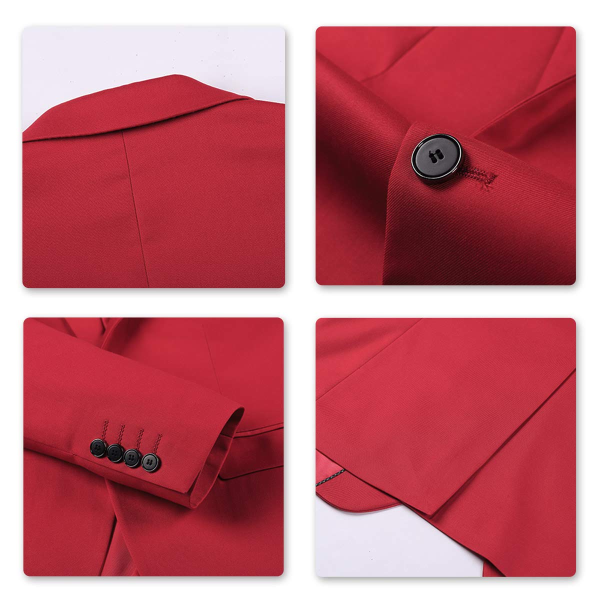 YOUTHUP Mens Slim Fit 3 Piece Suit 2 Button Business Wedding Suits Tuxedo Blazer Waistcoat Trousers
