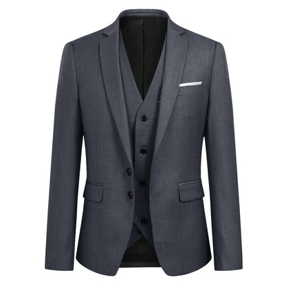 YOUTHUP Mens Slim Fit 3 Piece Suit 2 Button Business Wedding Suits Tuxedo Blazer Waistcoat Trousers
