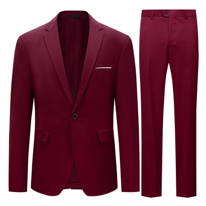 Allthemen Mens Slim Fit 2 Piece Suit Business Casual Jacket & Trousers Available