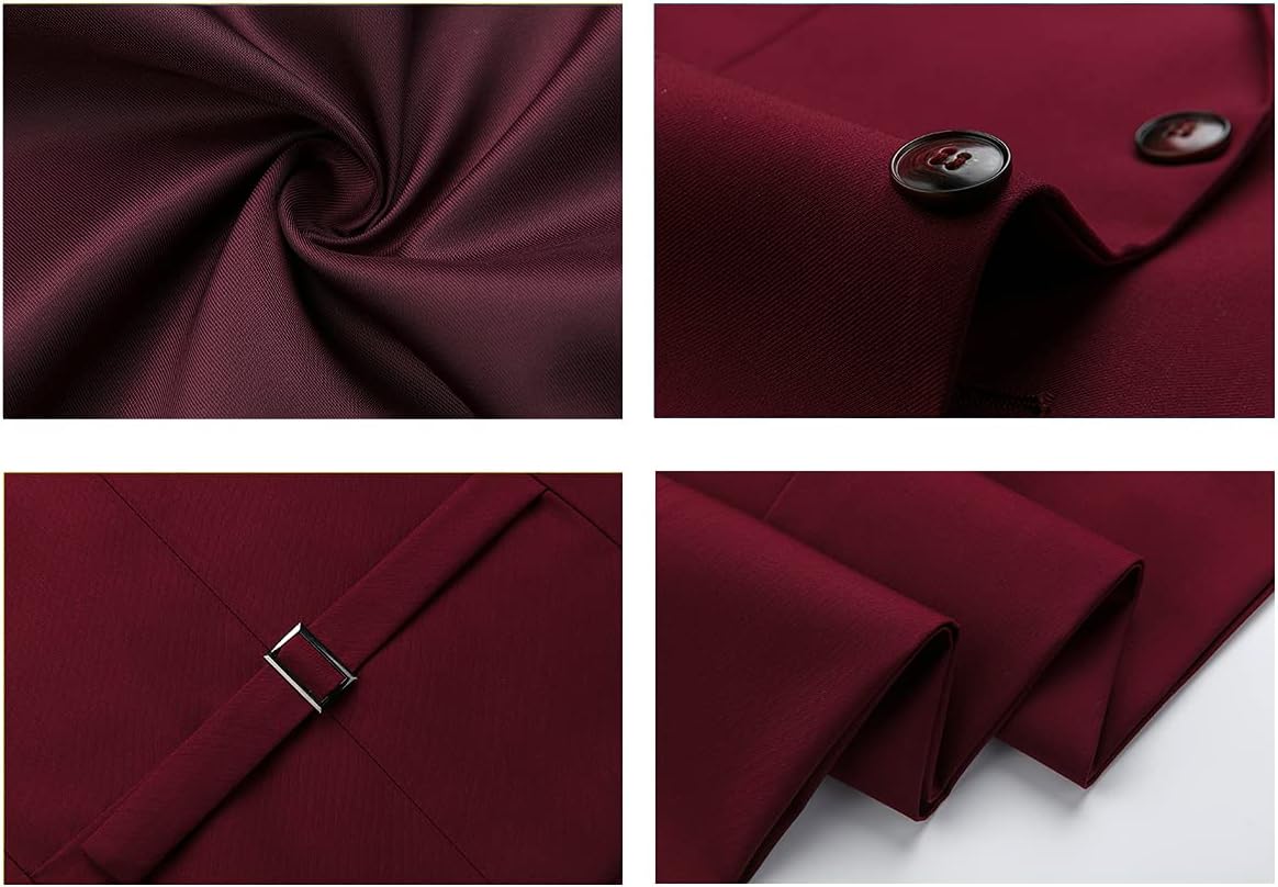 KUDORO Men Suits 3 Piece Slim Fit Single Breasted Two Buttons Wedding Business Tuxedo Suit Blazer Waistcoat Trousers