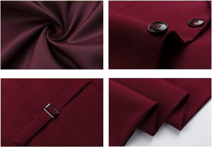 KUDORO Men Suits 3 Piece Slim Fit Single Breasted Two Buttons Wedding Business Tuxedo Suit Blazer Waistcoat Trousers