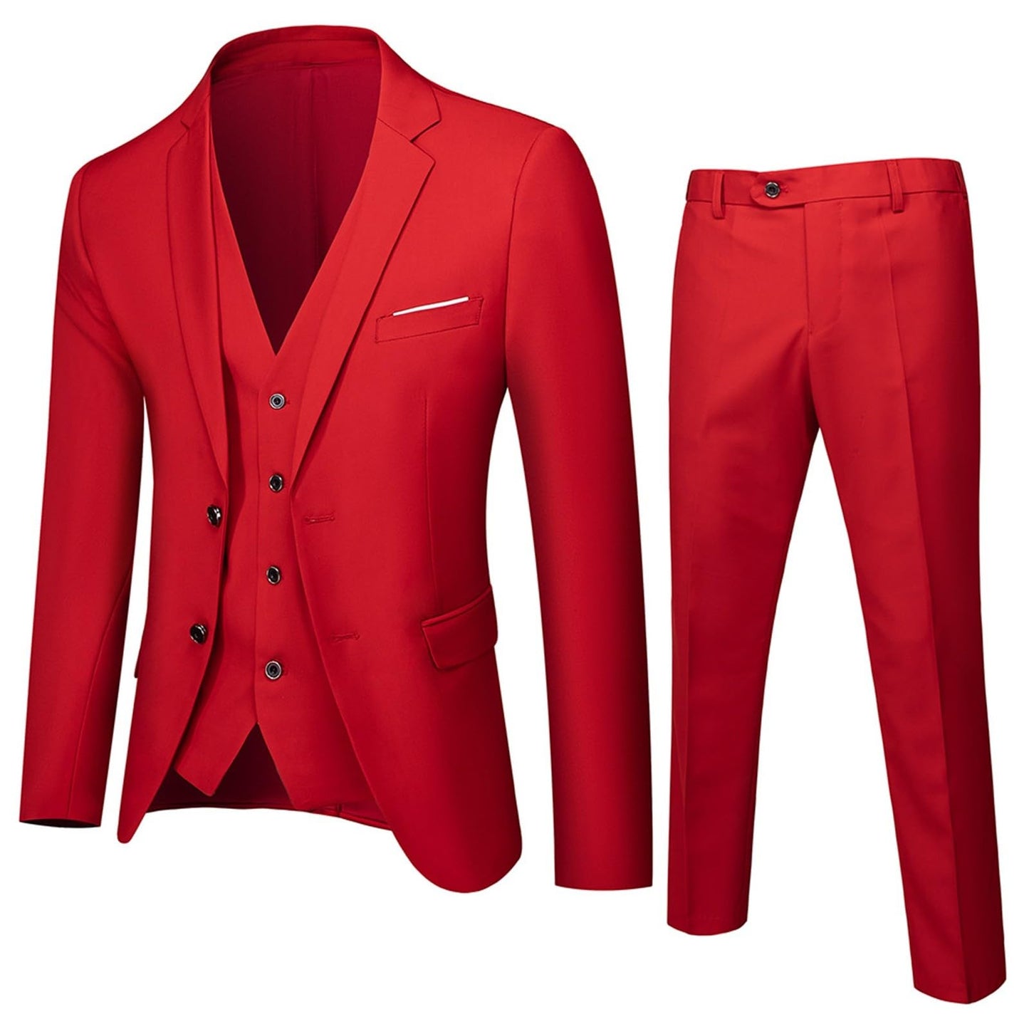 EcomlyStyle Men's 2 Piece Slim Fit Suit - Wedding Tuxedo Set with Jacket and Pants