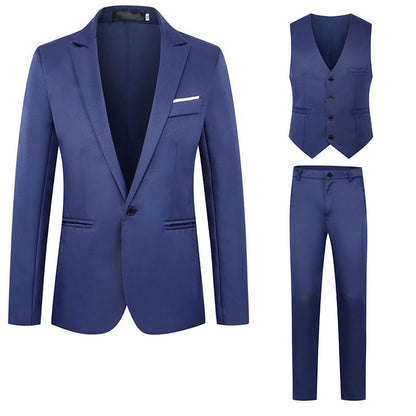 Big and Tall Mens Classic Formal Suits 3 Piece Notch Lapel Two Button Blazer Jacket Slim Fit Vest Flat Front Dress Pants Solid Color Business Suit Sets for Party Prom Dinner Wedding