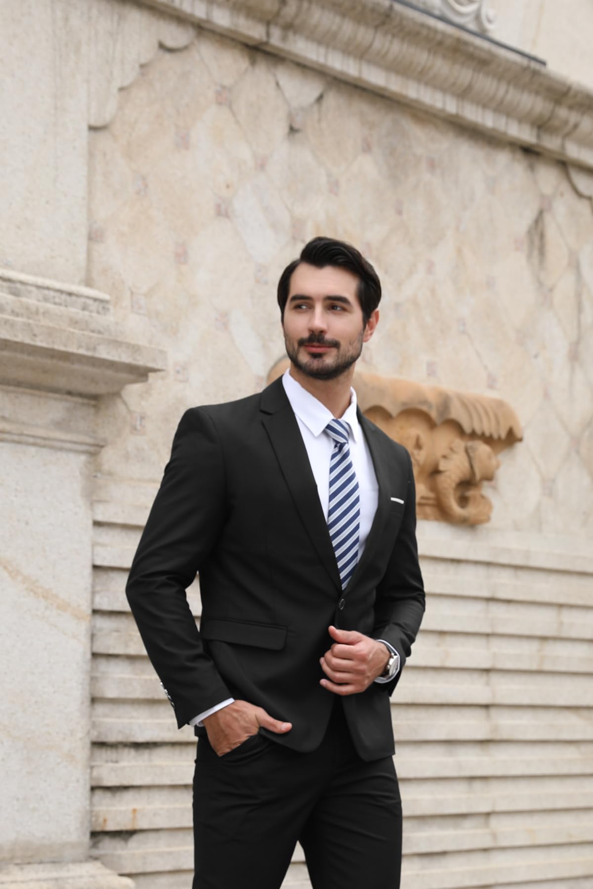 Allthemen Mens Slim Fit 2 Piece Suit Business Casual Jacket & Trousers Available
