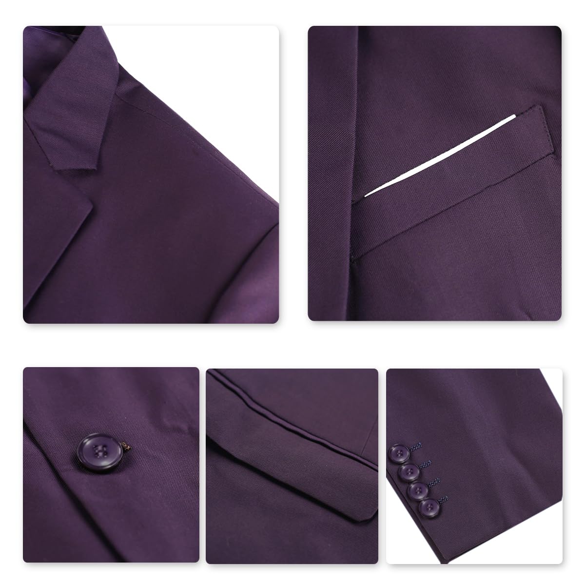 YOUTHUP Mens 3 Piece Suit 1 Button Slim Fit Business Wedding Tuxedo Suits Blazer Waistcoat and Pants