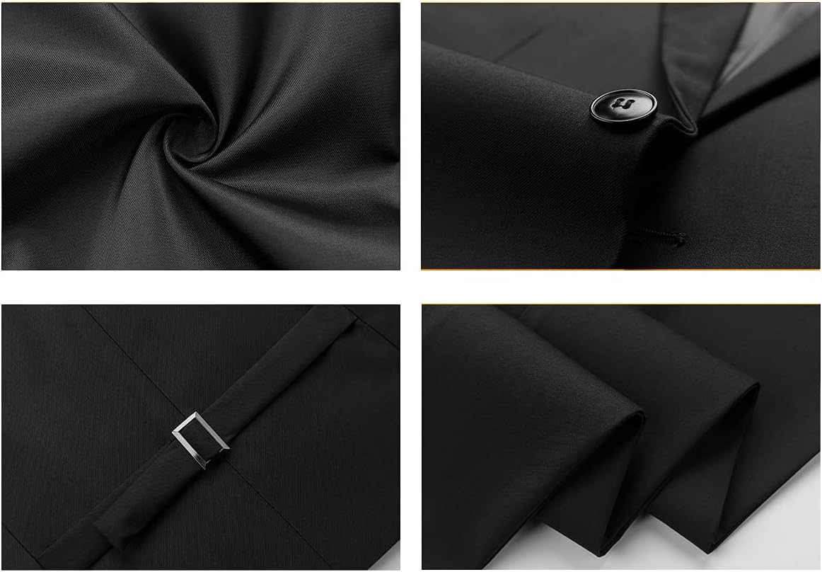 KUDORO Men Suits 3 Piece Slim Fit Single Breasted Two Buttons Wedding Business Tuxedo Suit Blazer Waistcoat Trousers