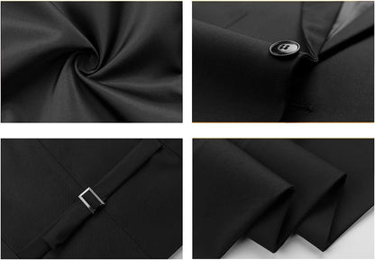 KUDORO Men Suits 3 Piece Slim Fit Single Breasted Two Buttons Wedding Business Tuxedo Suit Blazer Waistcoat Trousers