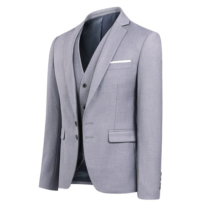 YOUTHUP Mens Slim Fit 3 Piece Suit 2 Button Business Wedding Suits Tuxedo Blazer Waistcoat Trousers