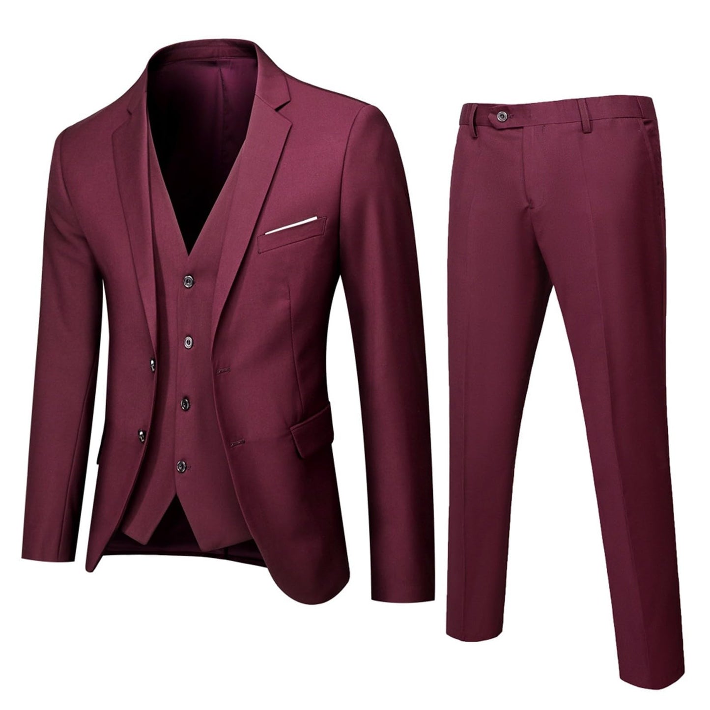 EcomlyStyle Men's 2 Piece Slim Fit Suit - Wedding Tuxedo Set with Jacket and Pants