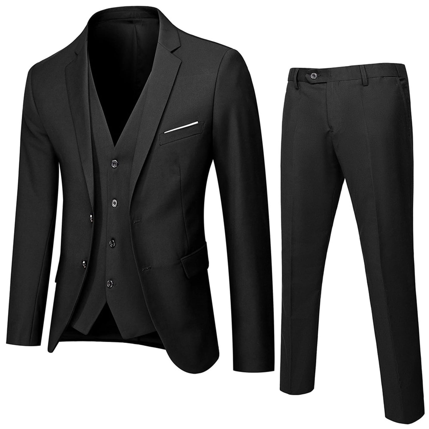 EcomlyStyle Men's 2 Piece Slim Fit Suit - Wedding Tuxedo Set with Jacket and Pants