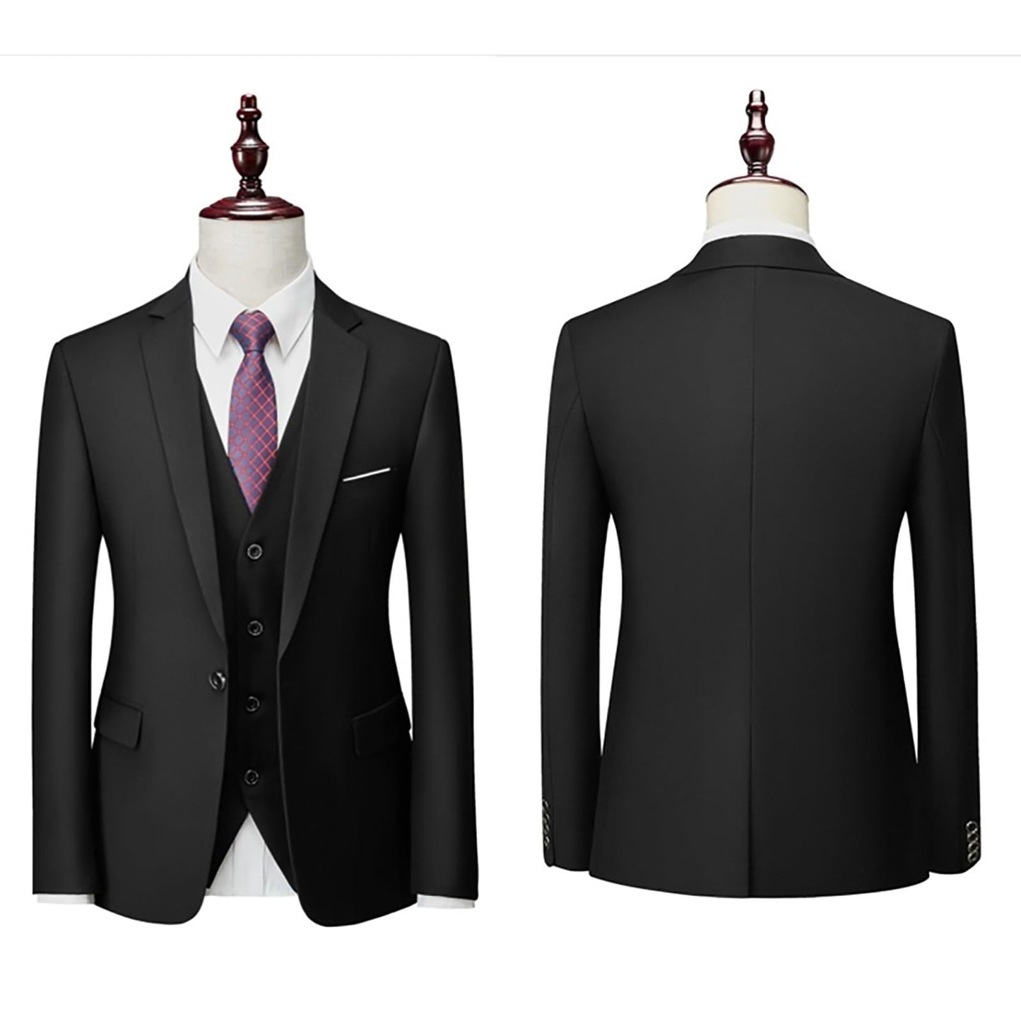 EcomlyStyle Men's 2 Piece Slim Fit Suit - Wedding Tuxedo Set with Jacket and Pants