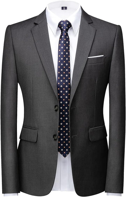 KUDORO Men Suits 3 Piece Slim Fit Single Breasted Two Buttons Wedding Business Tuxedo Suit Blazer Waistcoat Trousers