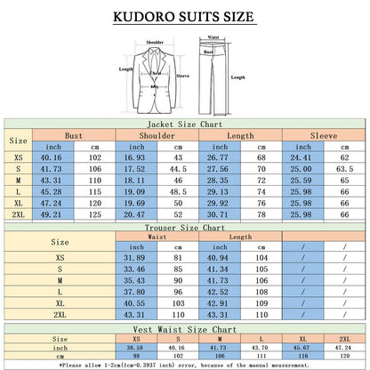 Men Suits 3 Piece Slim Fit Single Breasted One Button Tuxedo Suit Blazer Waistcoat Trousers Set