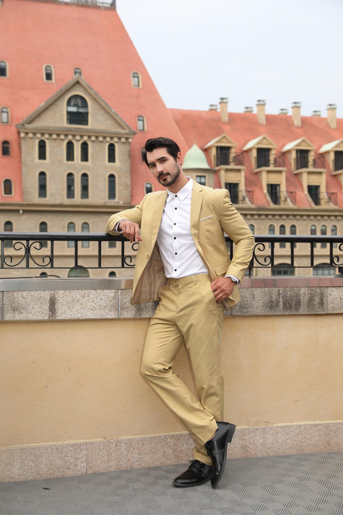 Allthemen Mens Suits 2 Piece Slim Fit Wedding Dress Suit One Button Business Suit Blazer Jackets Trousers