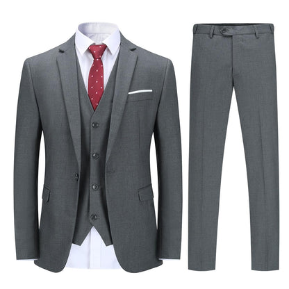 YOUTHUP Mens 3 Piece Suit 1 Button Slim Fit Business Wedding Tuxedo Suits Blazer Waistcoat and Pants