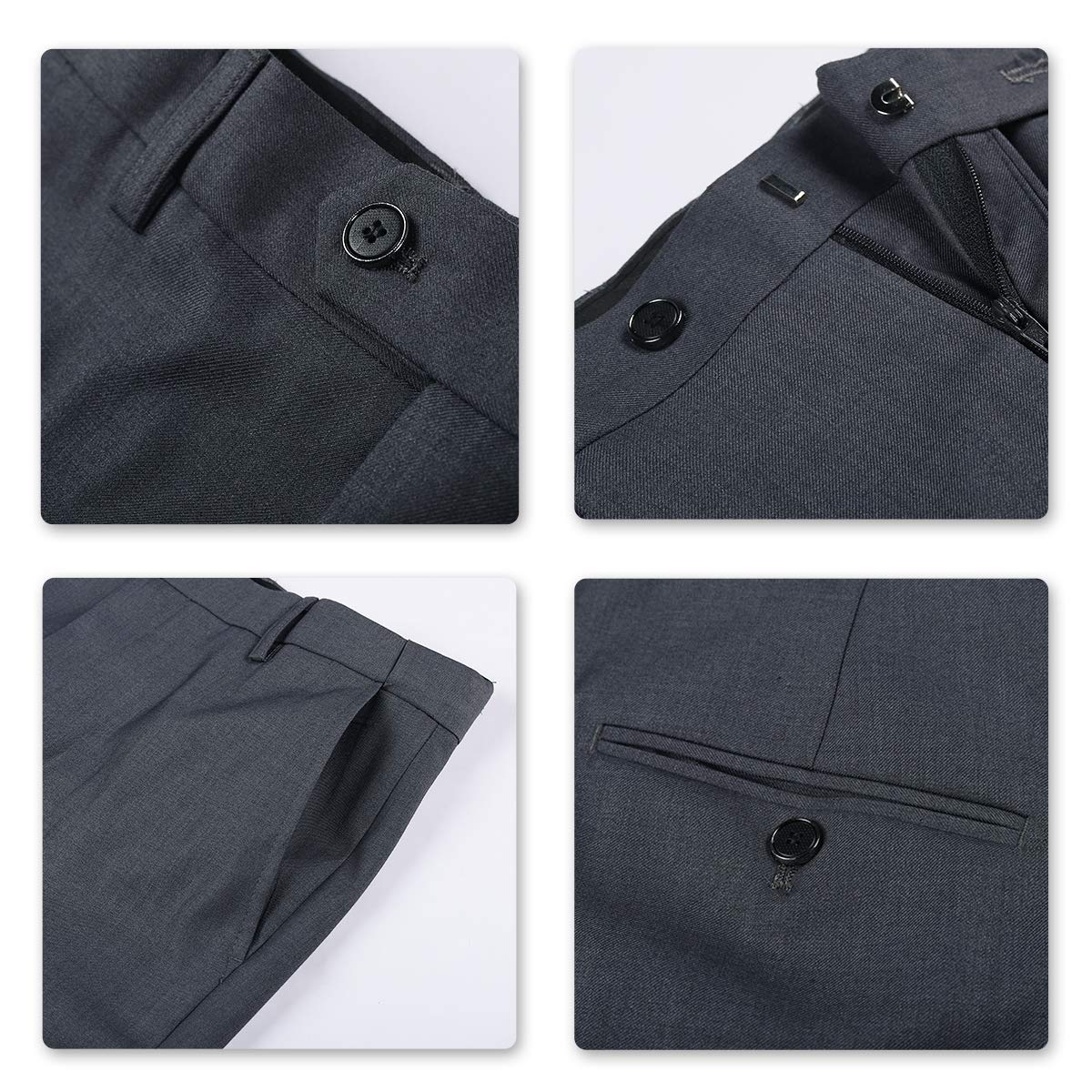 YOUTHUP Mens Slim Fit 3 Piece Suit 2 Button Business Wedding Suits Tuxedo Blazer Waistcoat Trousers