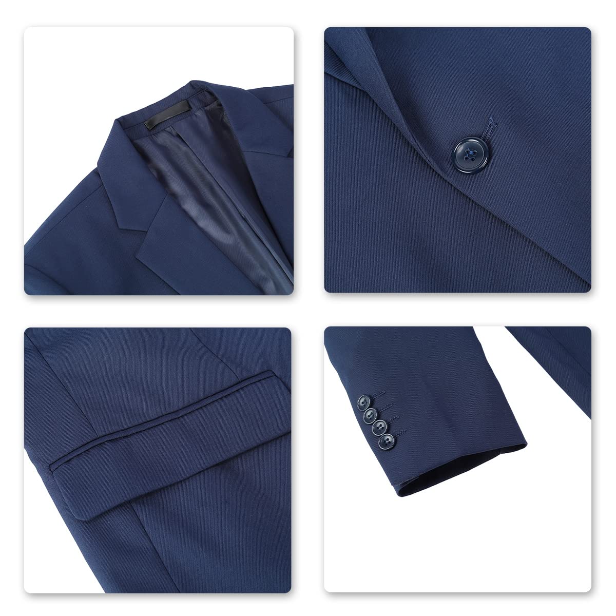 ecomlystyle Men's 3 Piece Suit - Formal Business Slim Fit Blazer, Waistcoat & Pants