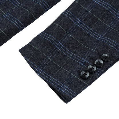Allthemen Mens Suits 3 Piece Slim Fit Checked Suit Single Breasted Herringbone Vintage Tuxedo Formal Business Blazer Waistcoat Trouser