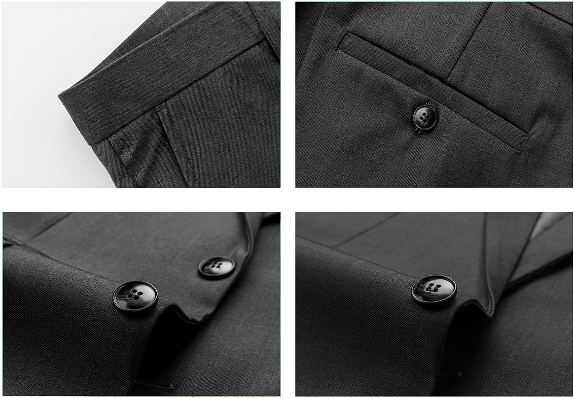 KUDORO Men Suits 3 Piece Slim Fit Single Breasted Two Buttons Wedding Business Tuxedo Suit Blazer Waistcoat Trousers